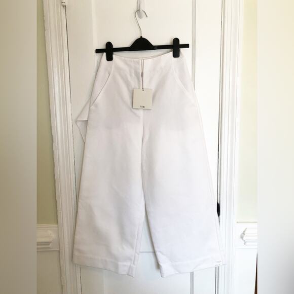 NWT Tibi Demi Crop Pants in White with Tie Waist - Picture 5 of 9